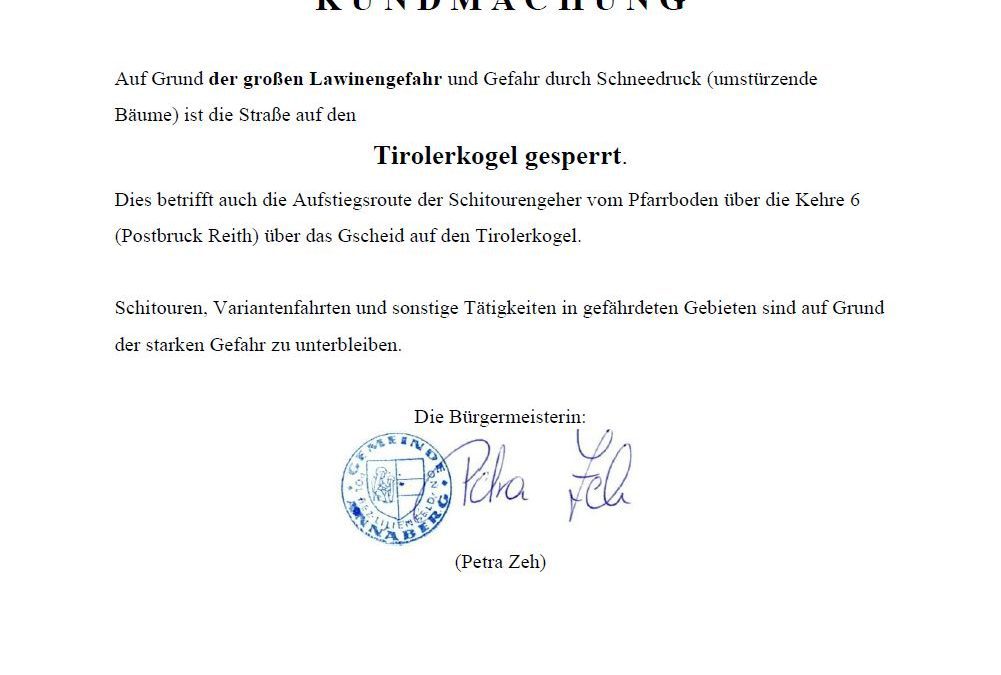 Tirolerkogel gesperrt 1
